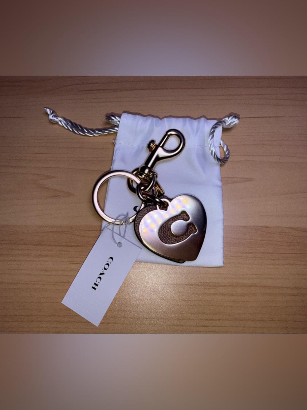 Coach Hearts Key Ring In Signature Canvas
